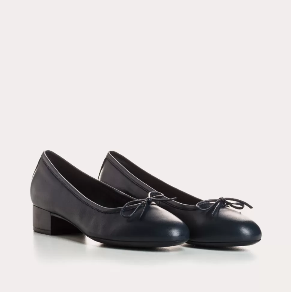 Ballerines^Reqins Ballerines Alma Cuir Marine, Bleu