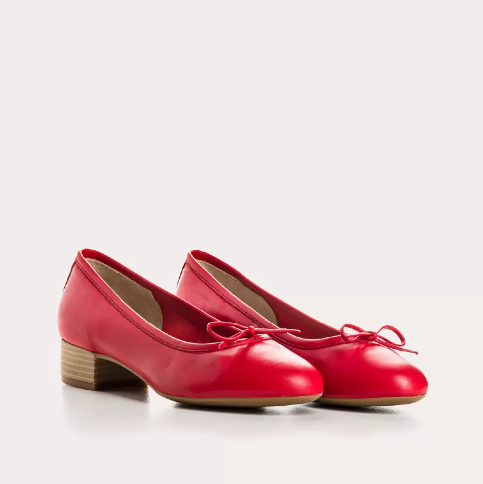 Ballerines^Reqins Ballerines Alma Cuir Rouge, Rouge