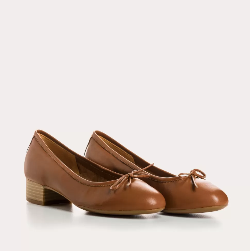 Ballerines^Reqins Ballerines Alma Cuir Camel, Cognac