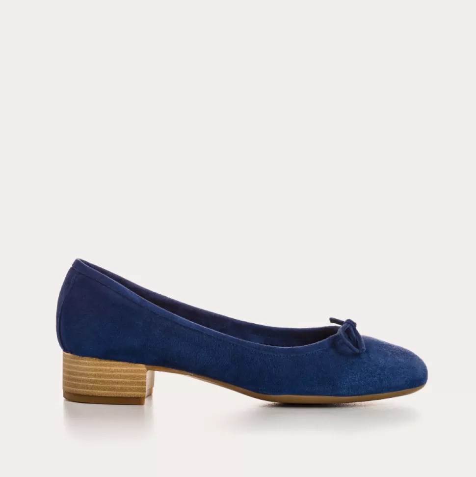Ballerines^Reqins Ballerines Alma Cuir Velours Bleu, Ocean