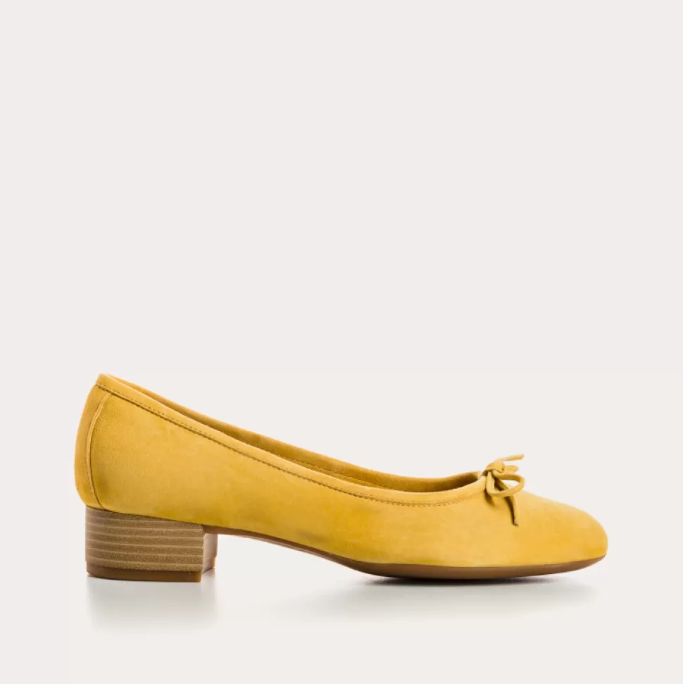 Ballerines^Reqins Ballerines Alma Cuir Velours Jaune, Ocre