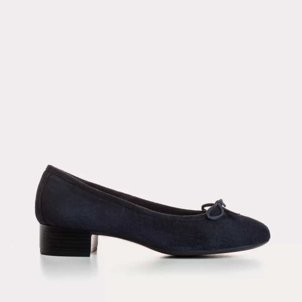Ballerines^Reqins Ballerines Alma Cuir Velours Marine, Bleu