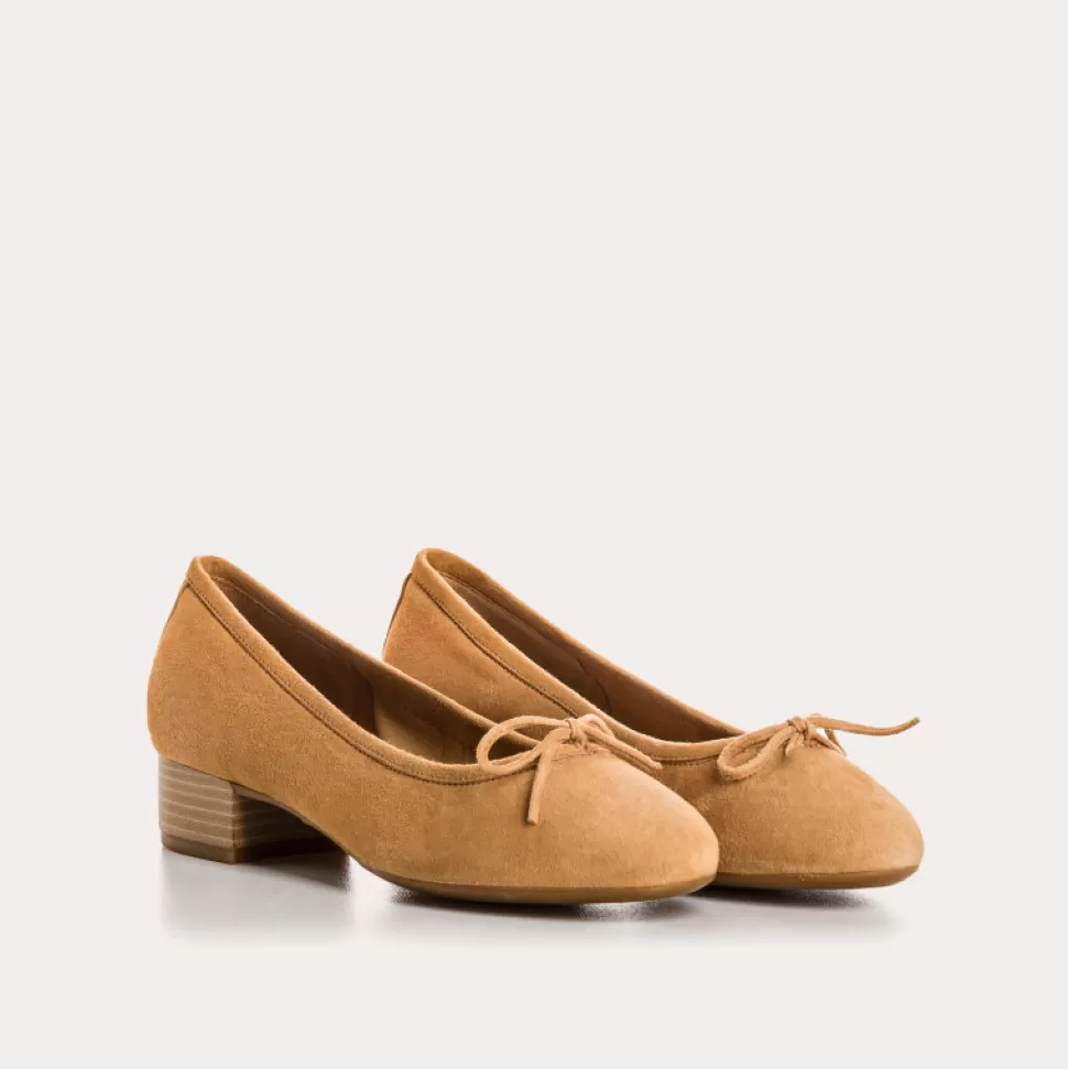 Ballerines^Reqins Ballerines Alma Cuir Velours Camel, Camel