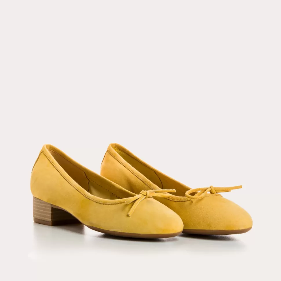 Ballerines^Reqins Ballerines Alma Cuir Velours Jaune, Ocre