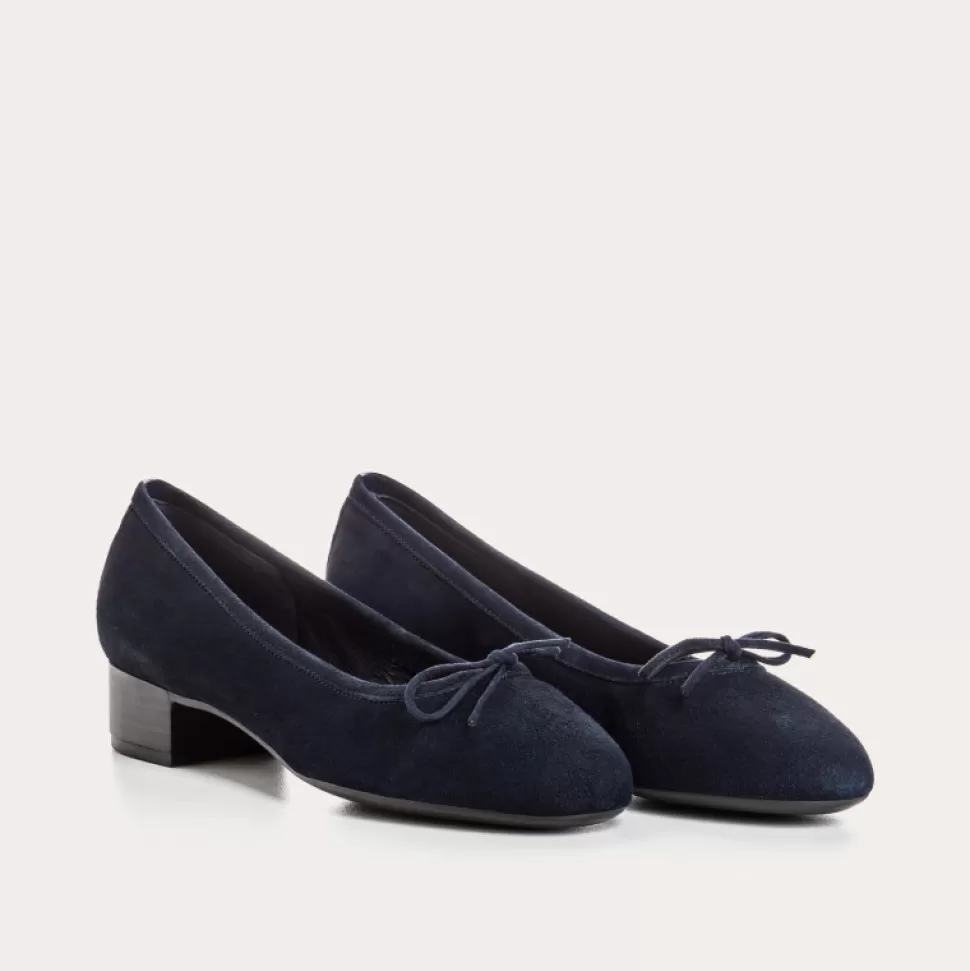 Ballerines^Reqins Ballerines Alma Cuir Velours Bleu, Nuit