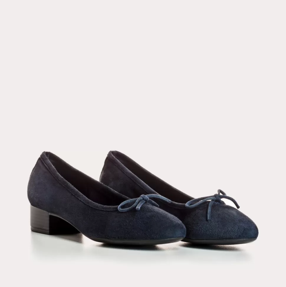 Ballerines^Reqins Ballerines Alma Cuir Velours Marine, Bleu