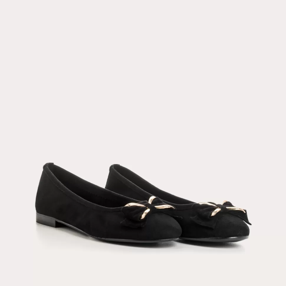 Ballerines^Reqins Ballerines Capucine Cuir Velours Noir, Noir