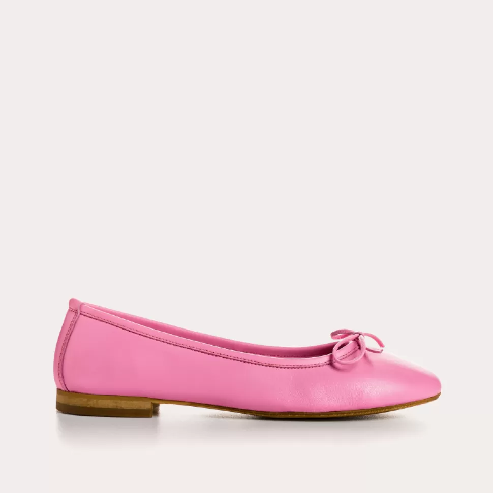 Ballerines^Reqins Ballerines Carmen Cuir Rose, Barbie