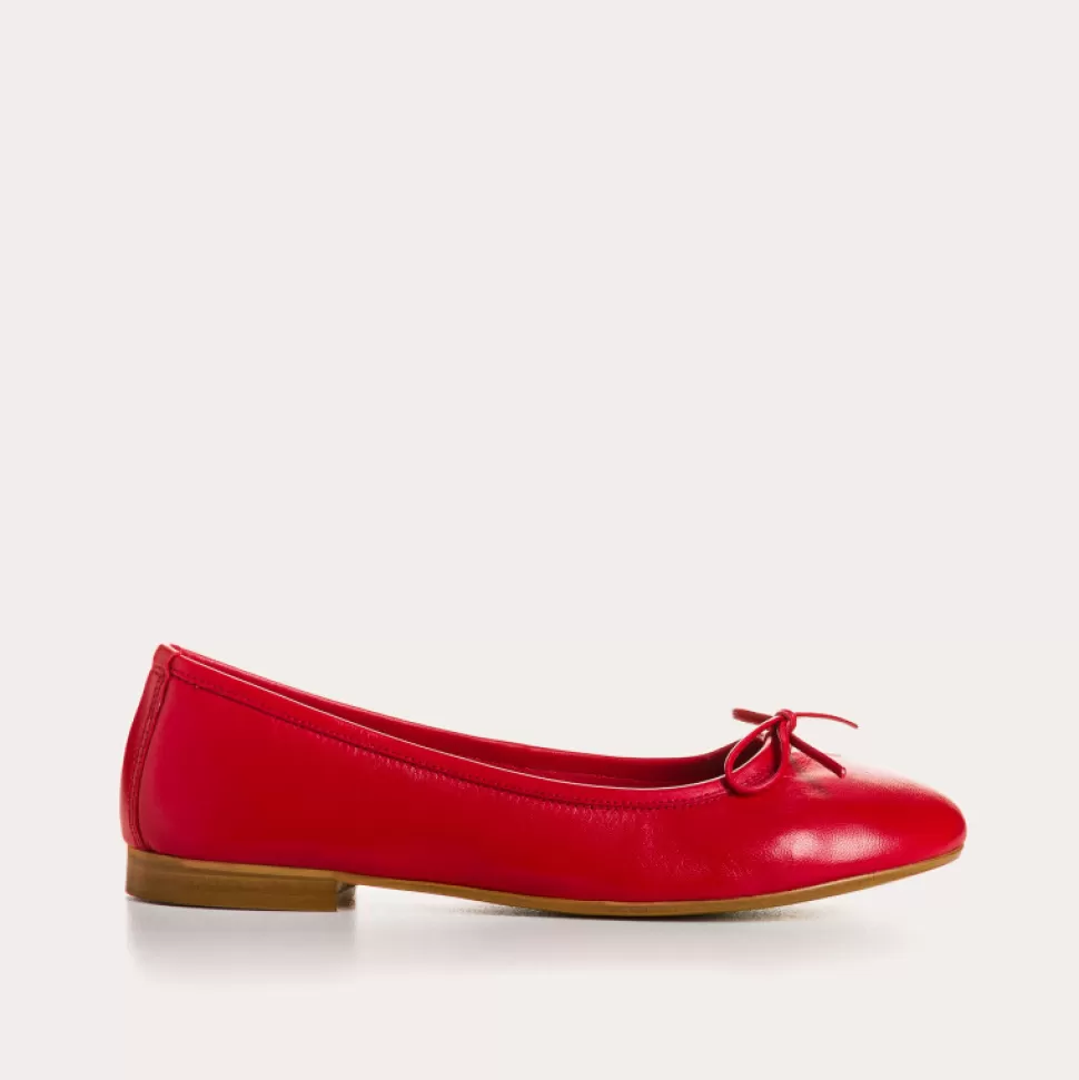 Ballerines^Reqins Ballerines Carmen Cuir Cc Rouge, Rouge