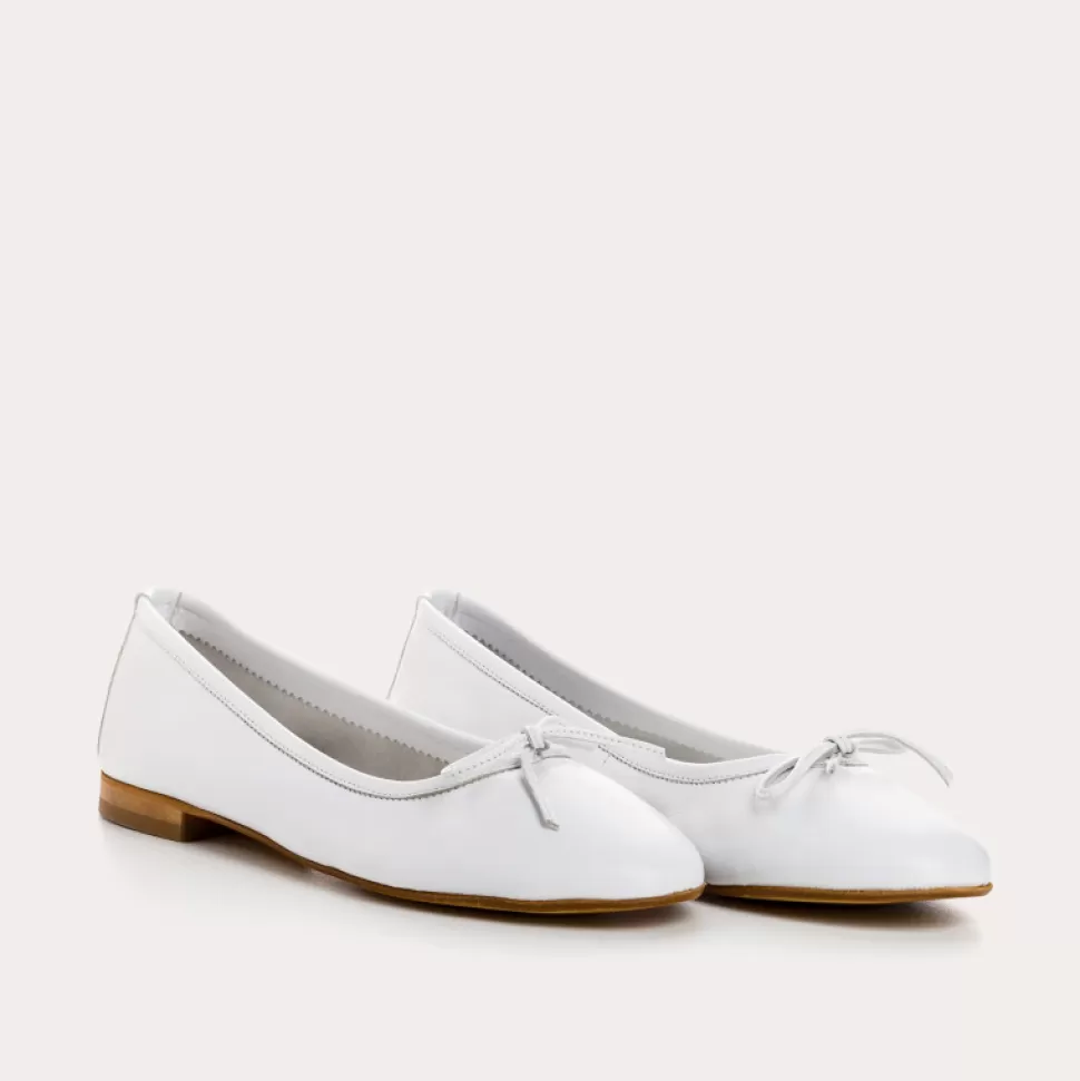 Ballerines^Reqins Ballerines Carmen Cuir Cc Blanc, Blanc