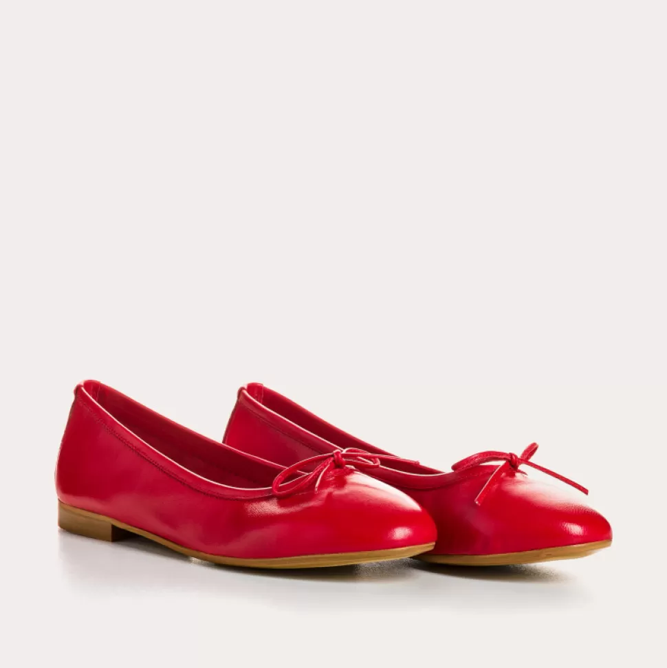 Ballerines^Reqins Ballerines Carmen Cuir Cc Rouge, Rouge