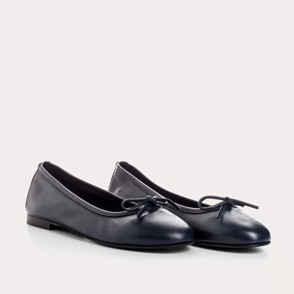 Ballerines^Reqins Ballerines Carmen Cuir Cc Bleu