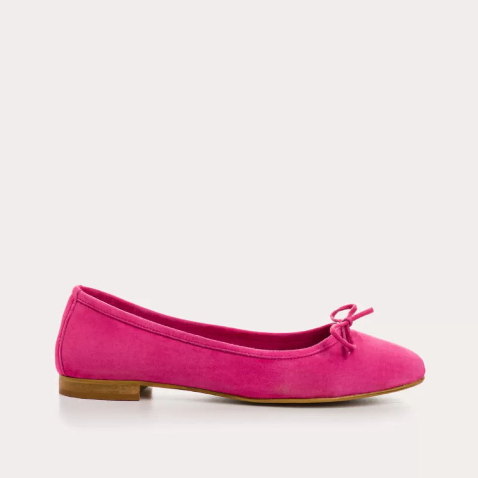 Ballerines^Reqins Ballerines Carmen Cuir Velours Cc Fuchsia, Rose