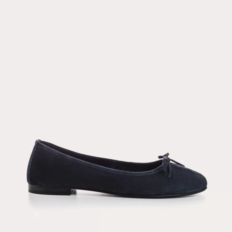 Ballerines^Reqins Ballerines Carmen Cuir Velours Cc Bleu