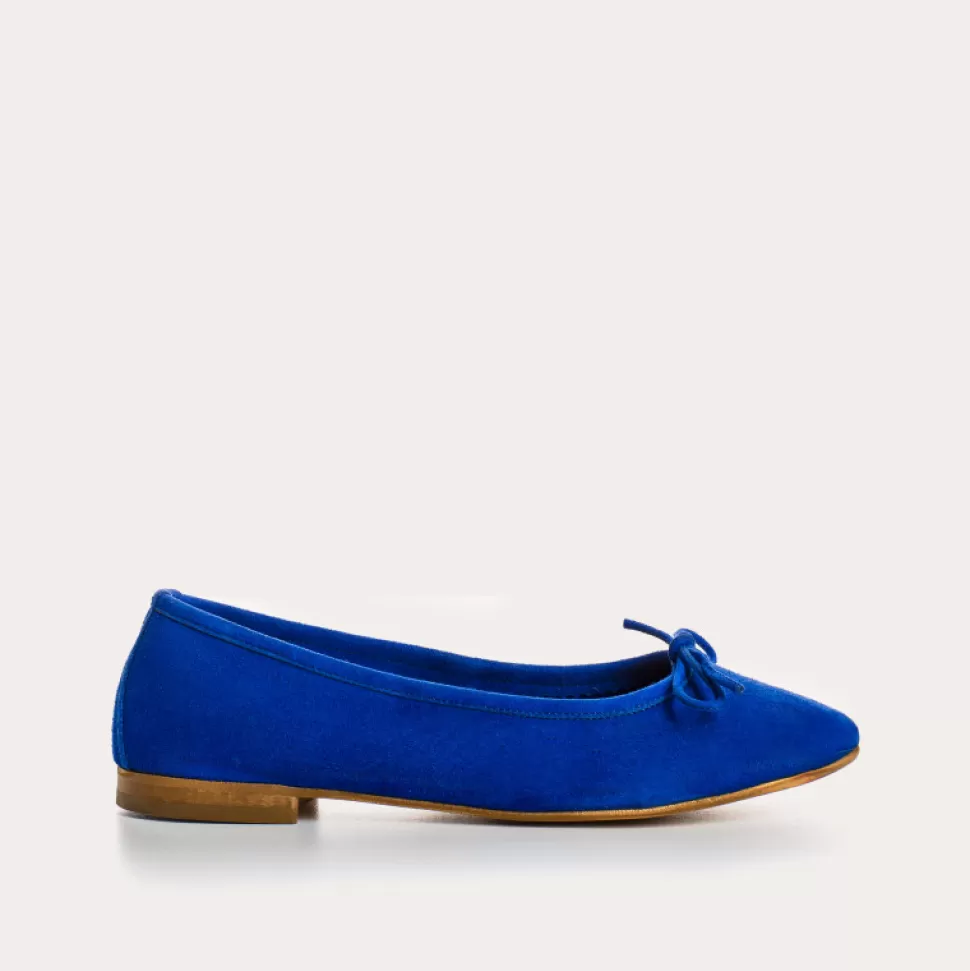 Ballerines^Reqins Ballerines Carmen Cuir Velours Cc Bleu Electrique