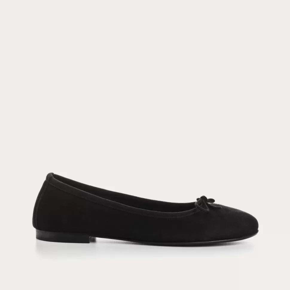 Ballerines^Reqins Ballerines Carmen Cuir Velours Cc Noir