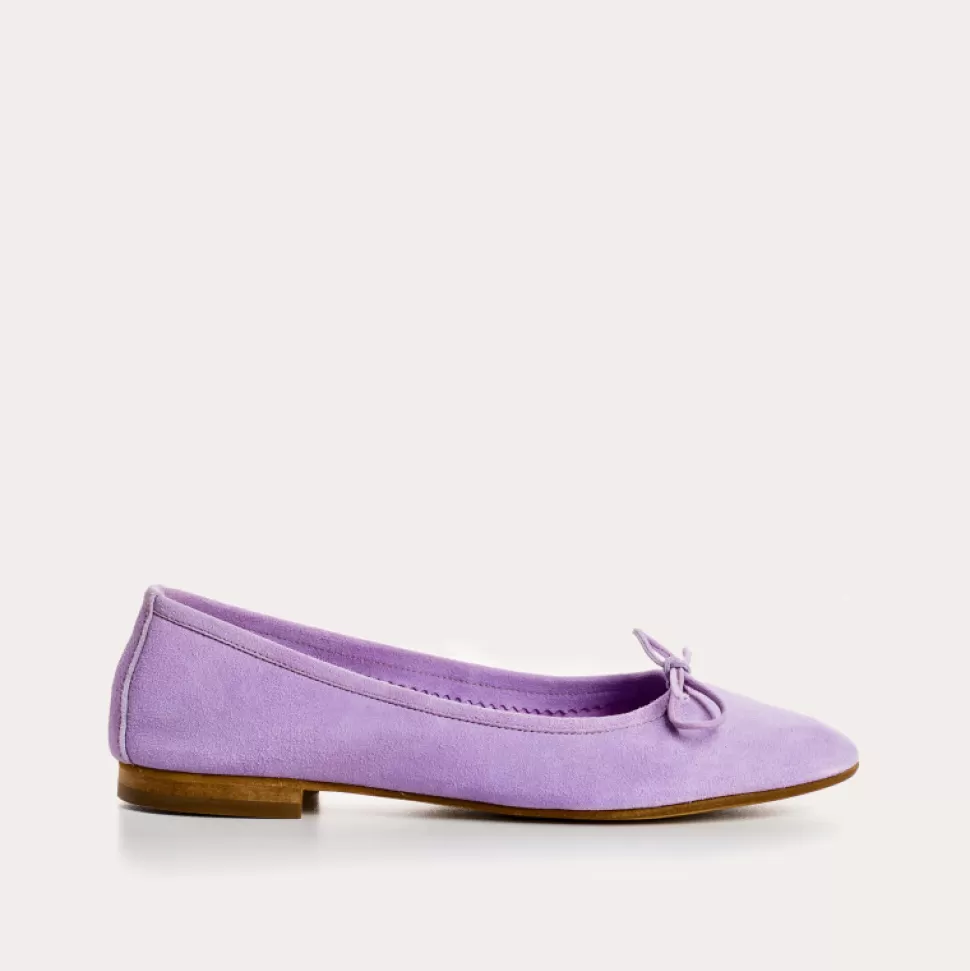 Ballerines^Reqins Ballerines Carmen Cuir Velours Cc Lavande