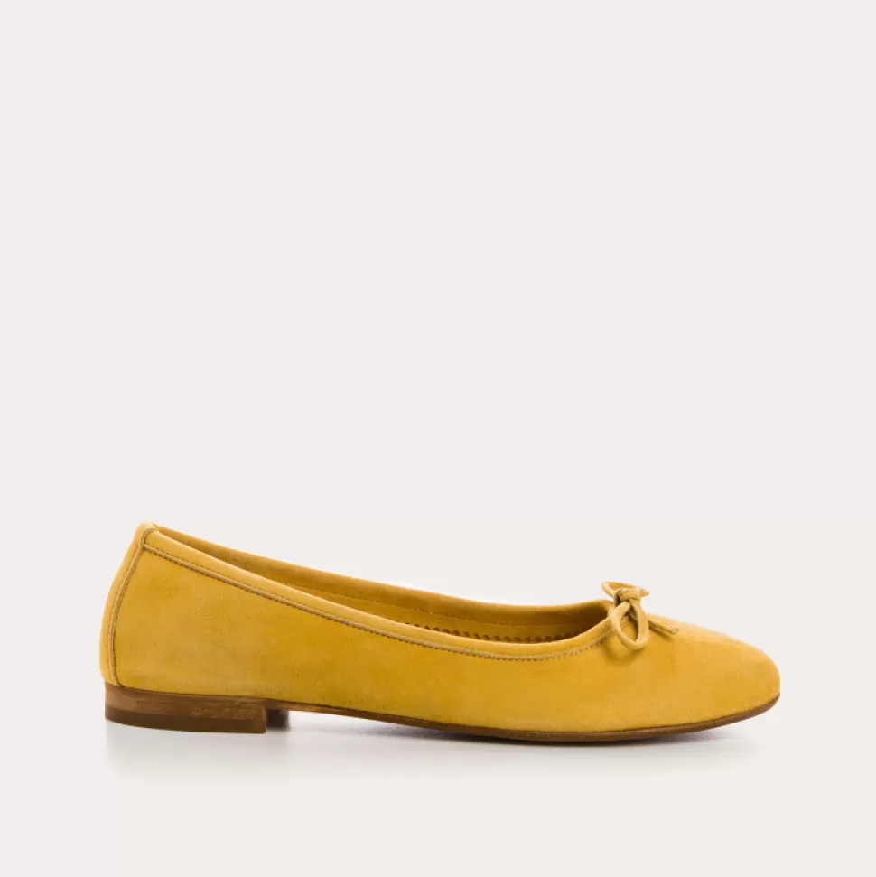 Ballerines^Reqins Ballerines Carmen Cuir Velours Cc Jaune, Ocre