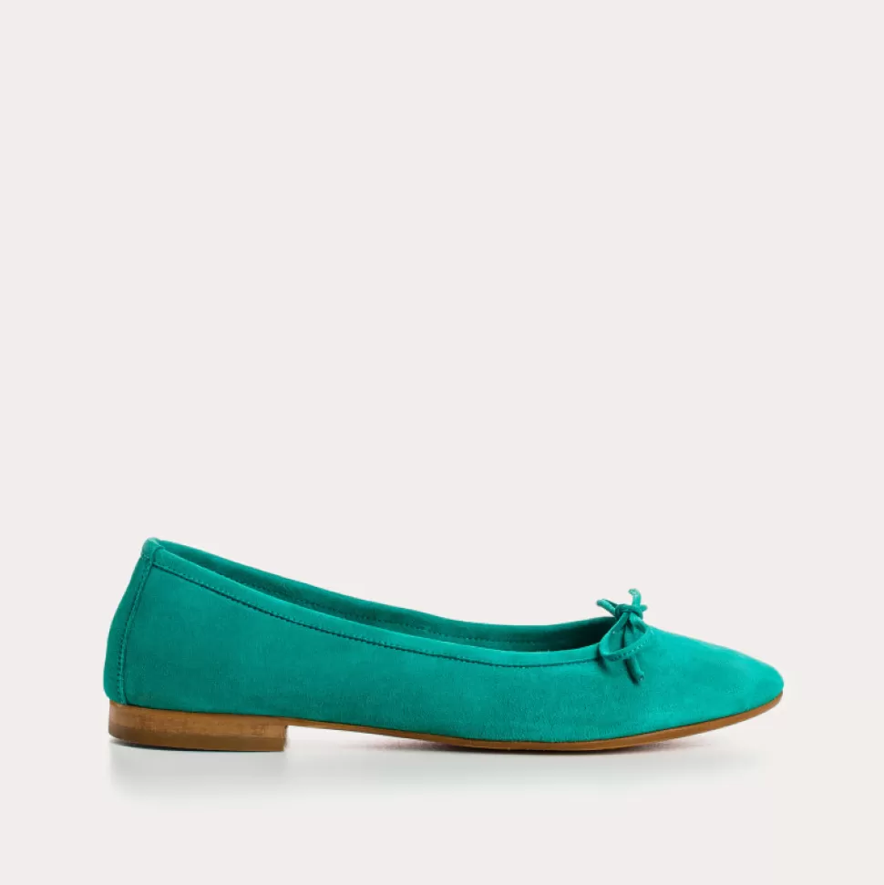 Ballerines^Reqins Ballerines Carmen Cuir Velours Cc Emeraude