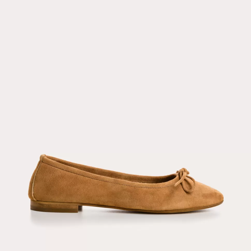 Ballerines^Reqins Ballerines Carmen Cuir Velours Cc Camel, Camel