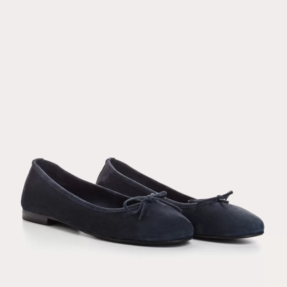 Ballerines^Reqins Ballerines Carmen Cuir Velours Cc Bleu
