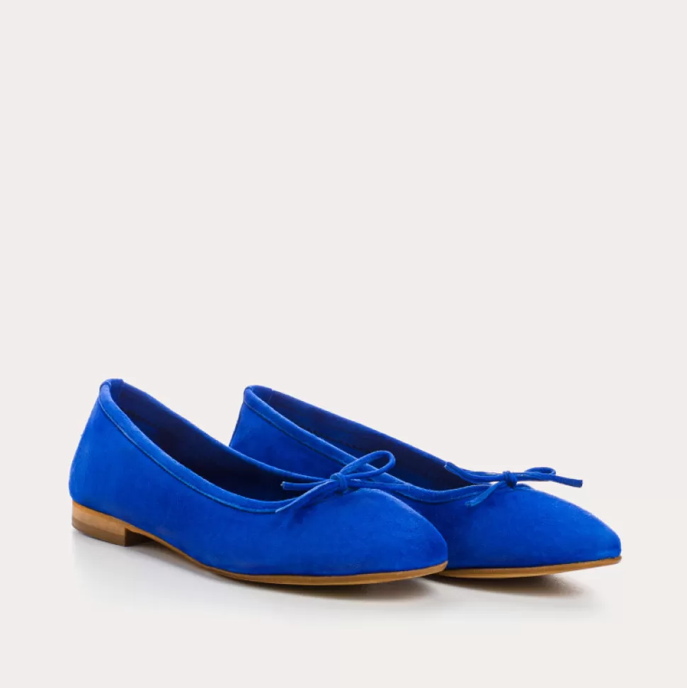 Ballerines^Reqins Ballerines Carmen Cuir Velours Cc Bleu Electrique