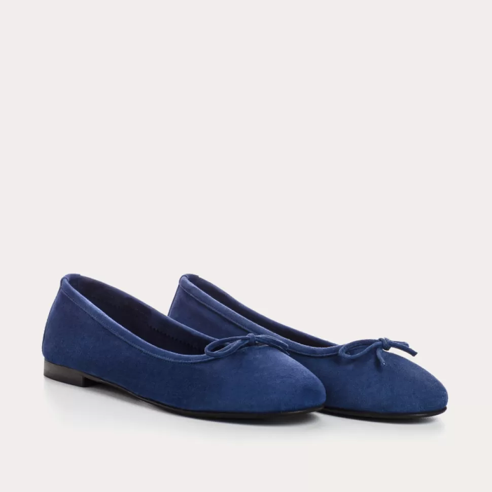 Ballerines^Reqins Ballerines Carmen Cuir Velours Cc Ocean