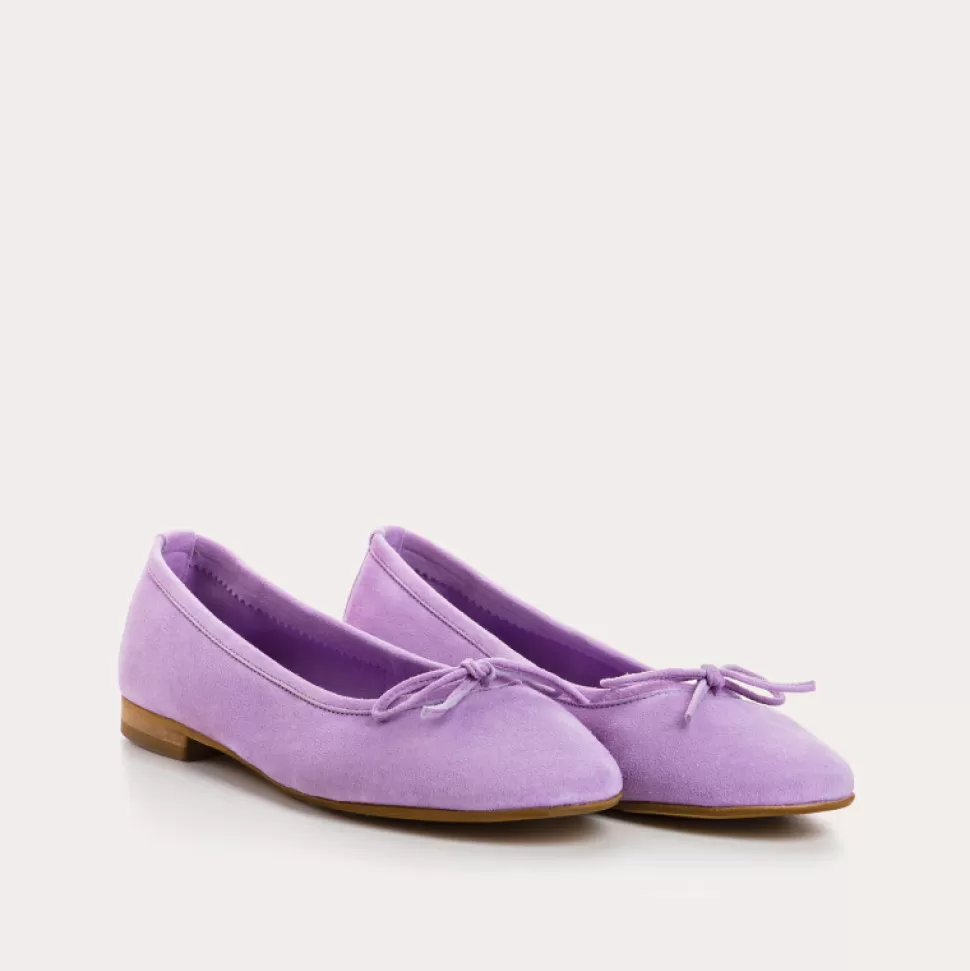 Ballerines^Reqins Ballerines Carmen Cuir Velours Cc Lavande