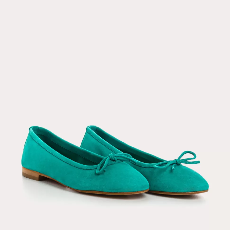 Ballerines^Reqins Ballerines Carmen Cuir Velours Cc Emeraude