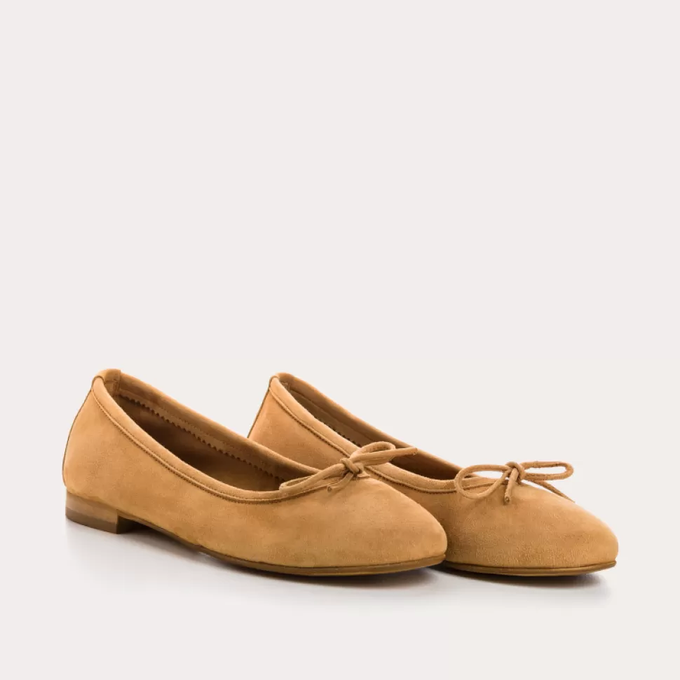 Ballerines^Reqins Ballerines Carmen Cuir Velours Cc Camel, Camel