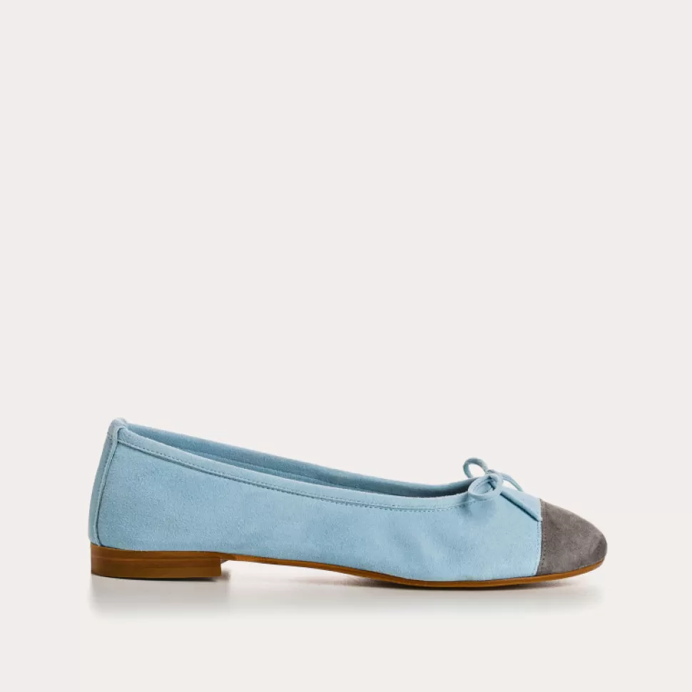 Ballerines^Reqins Ballerines Ciara Cuir Velours Ciel/Gris
