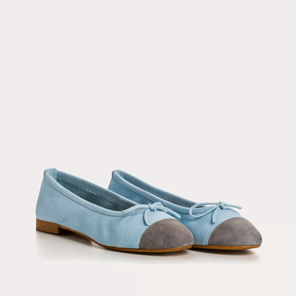 Ballerines^Reqins Ballerines Ciara Cuir Velours Ciel/Gris