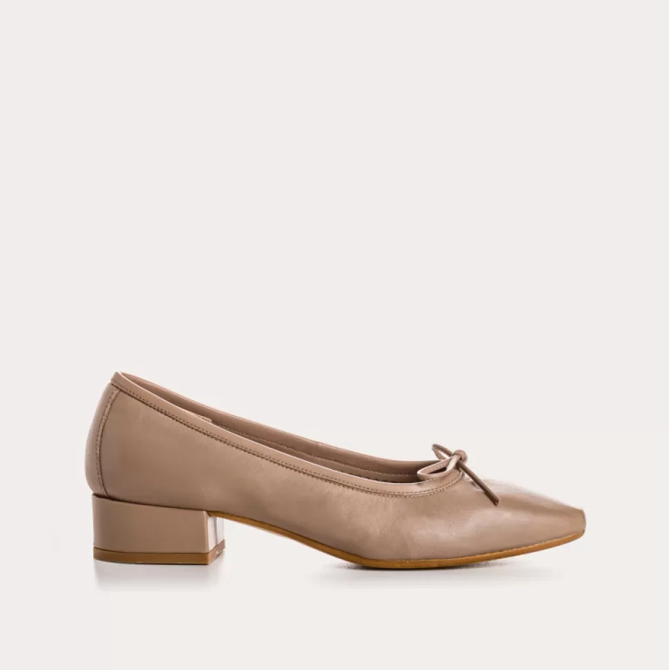 Ballerines^Reqins Ballerines Fetiche Cuir Beige, Beige Fonce