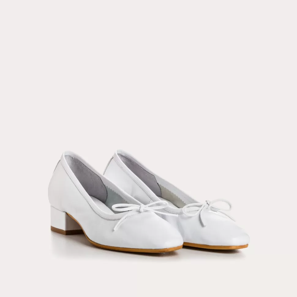 Ballerines^Reqins Ballerines Fetiche Cuir Blanc, Blanc
