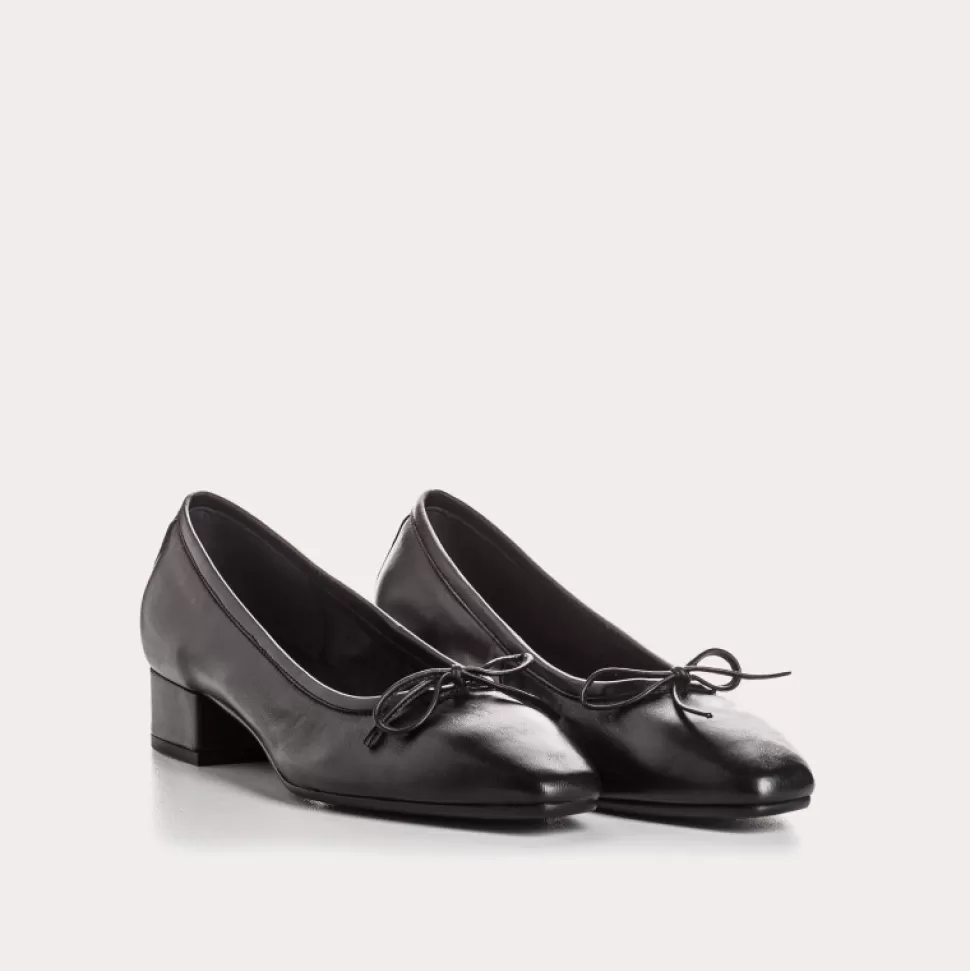 Ballerines^Reqins Ballerines Fetiche Cuir Noir, Noir