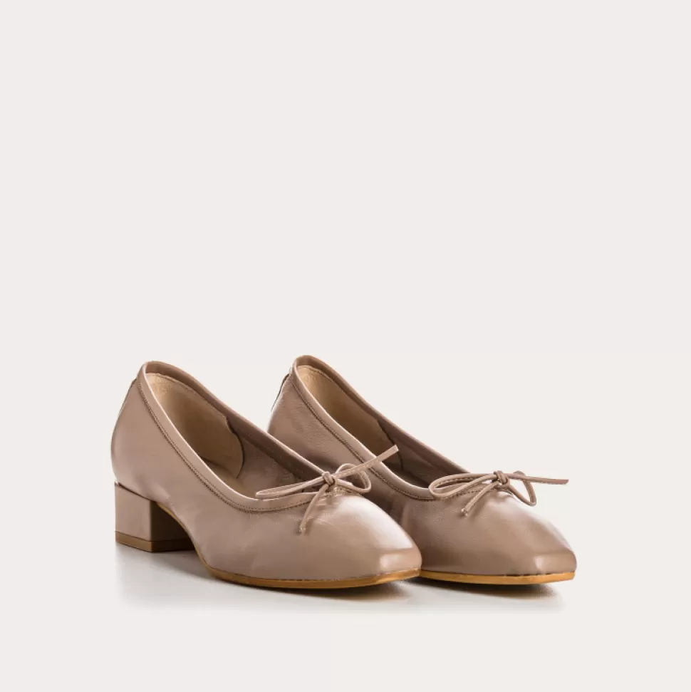 Ballerines^Reqins Ballerines Fetiche Cuir Beige, Beige Fonce