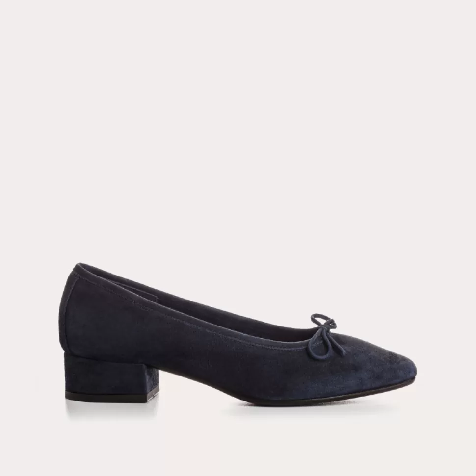 Ballerines^Reqins Ballerines Fetiche Cuir Velours Marine, Bleu