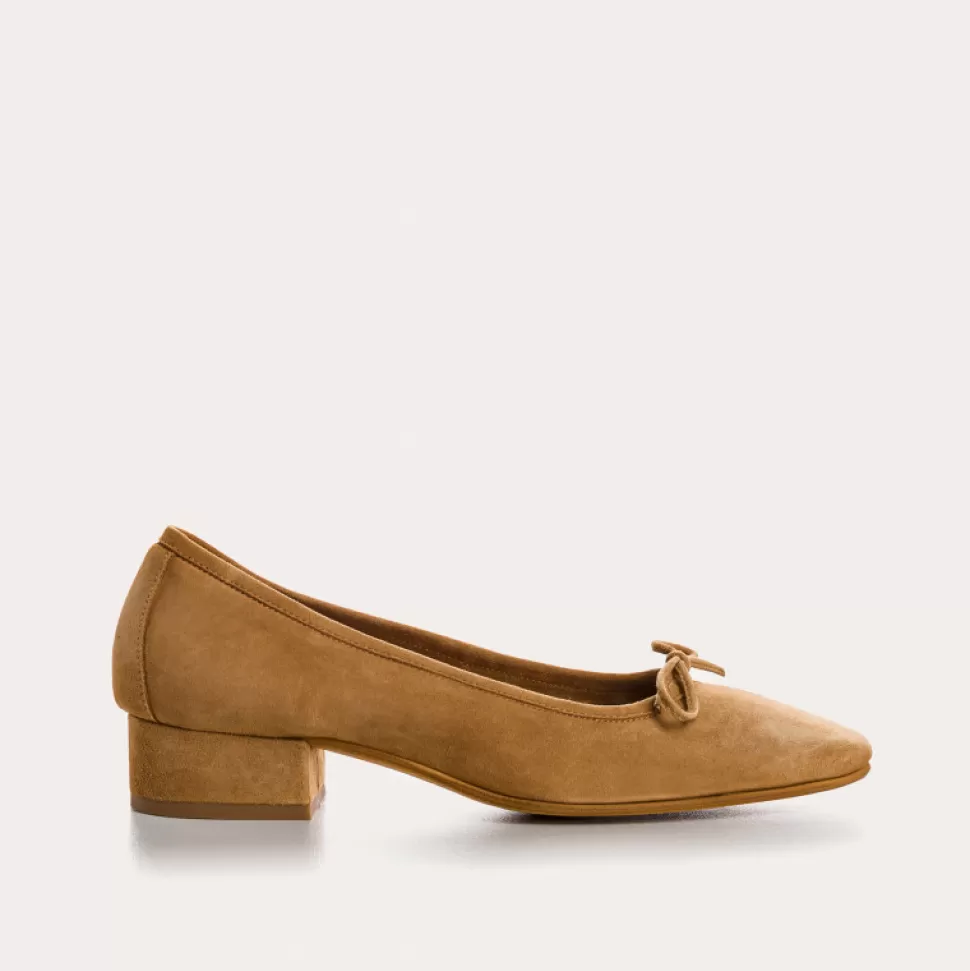Ballerines^Reqins Ballerines Fetiche Cuir Velours Havane, Camel