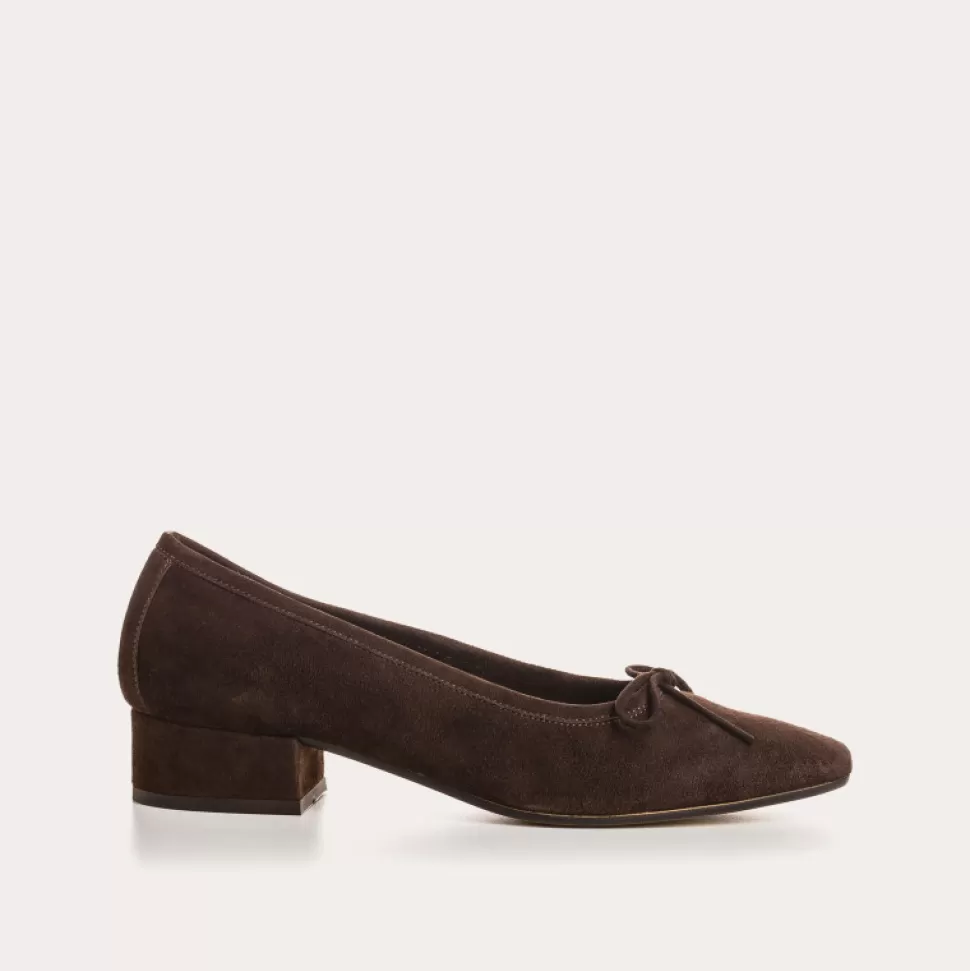 Ballerines^Reqins Ballerines Fetiche Cuir Velours Marron, Marron