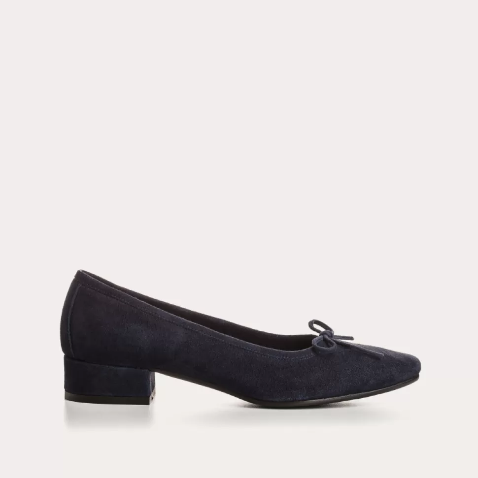 Ballerines^Reqins Ballerines Fetiche Cuir Velours Bleu, Nuit