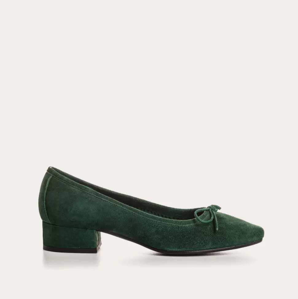 Ballerines^Reqins Ballerines Fetiche Cuir Velours Vert, Sapin