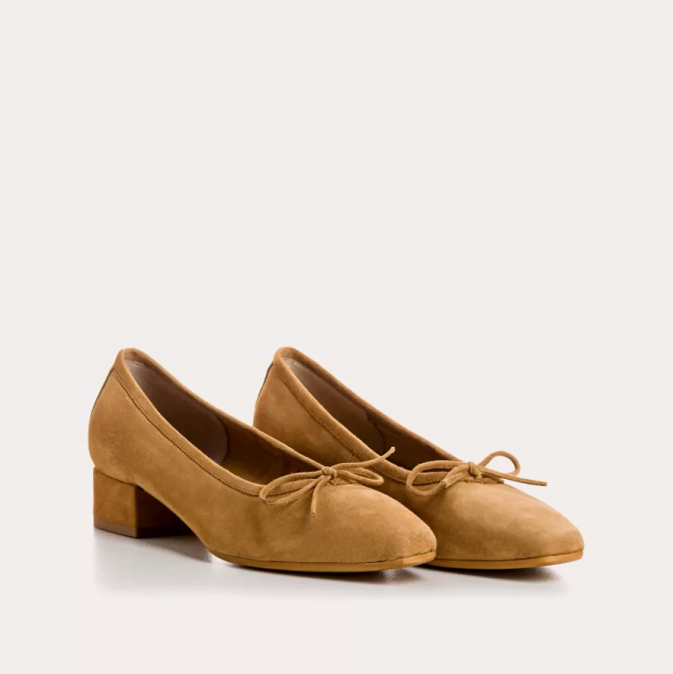 Ballerines^Reqins Ballerines Fetiche Cuir Velours Havane, Camel