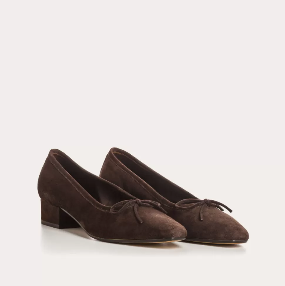 Ballerines^Reqins Ballerines Fetiche Cuir Velours Marron, Marron
