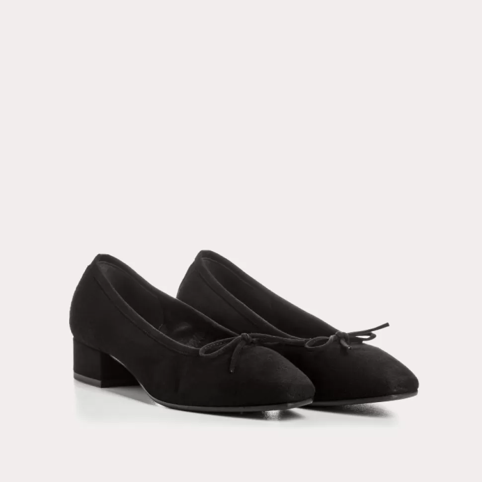 Ballerines^Reqins Ballerines Fetiche Cuir Velours Noir, Noir