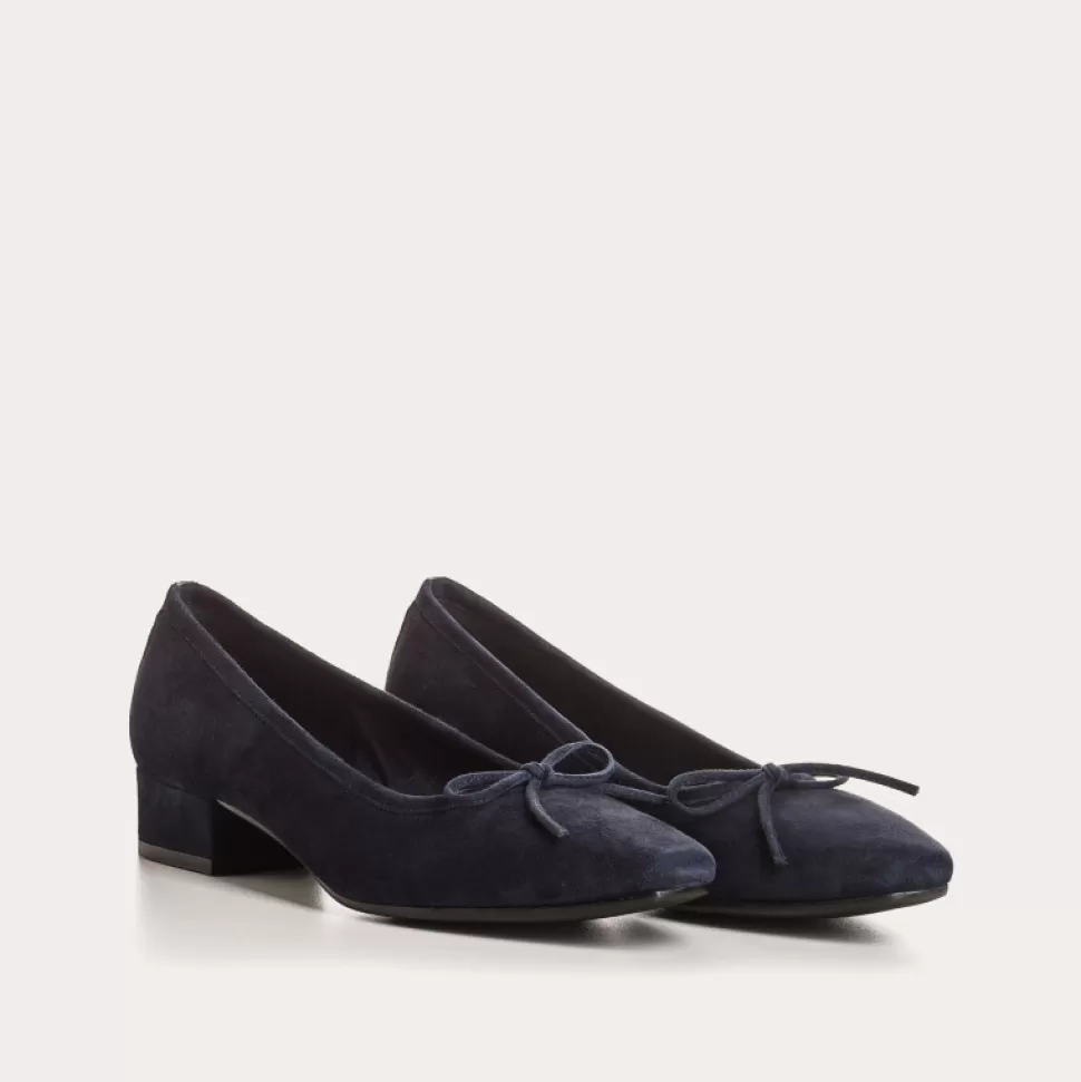 Ballerines^Reqins Ballerines Fetiche Cuir Velours Bleu, Nuit
