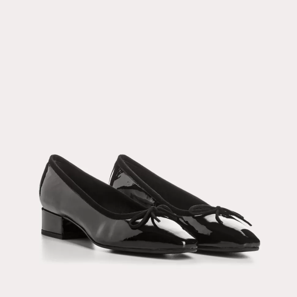 Ballerines^Reqins Ballerines Fetiche Vernis Noir, Noir