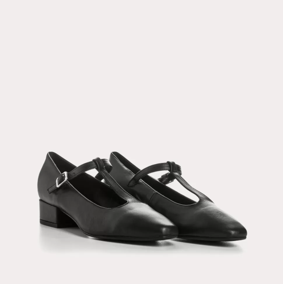 Ballerines^Reqins Ballerines Filomene Cuir Noir, Noir