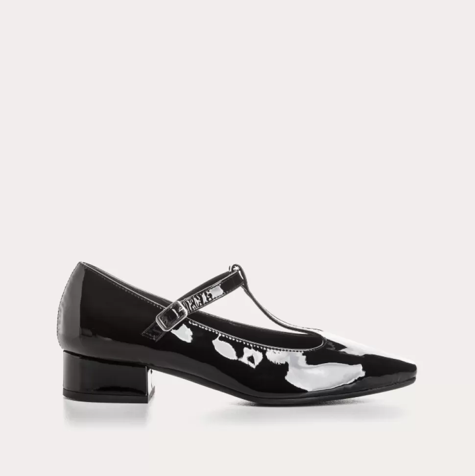 Ballerines^Reqins Ballerines Filomene Vernis Noir, Noir
