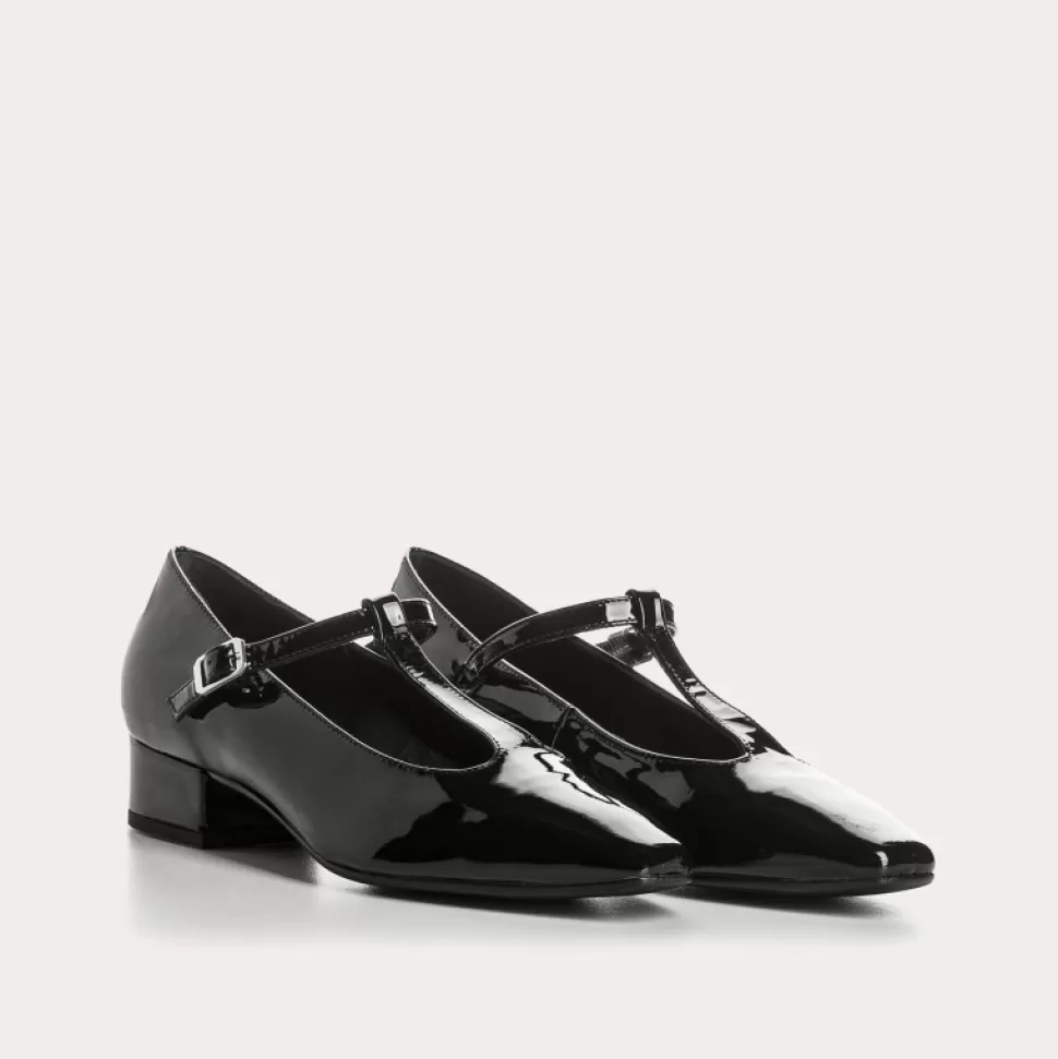 Ballerines^Reqins Ballerines Filomene Vernis Noir, Noir