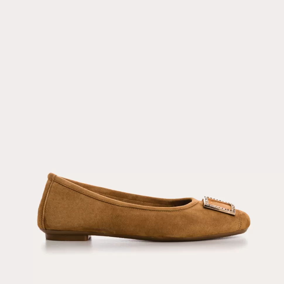 Ballerines^Reqins Ballerines Hamarante Cuir Velours Havane, Camel